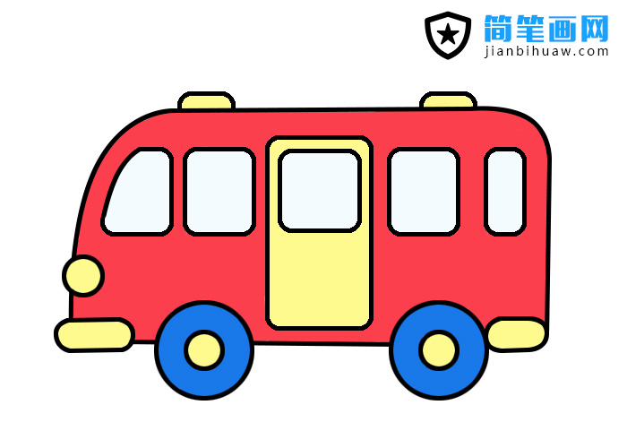 中巴車巴士車簡筆畫步驟和上色
