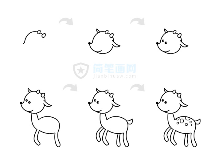 小鹿簡(jiǎn)筆畫(huà)圖片包含步驟圖