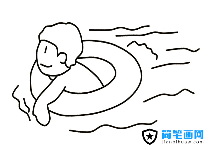小孩在游泳的簡筆畫圖片