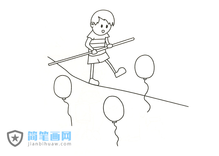 藝術團高空走鋼絲的簡筆畫圖片