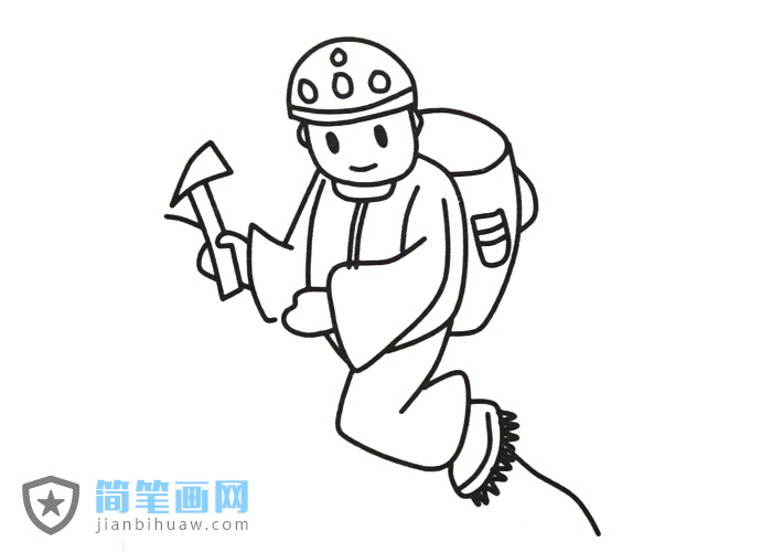 登山運動員正在登山的簡筆畫圖片