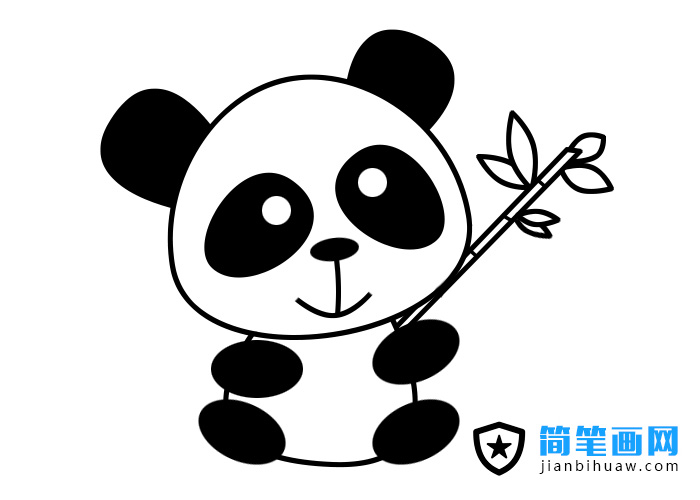 抱著竹子的大熊貓簡筆畫圖片