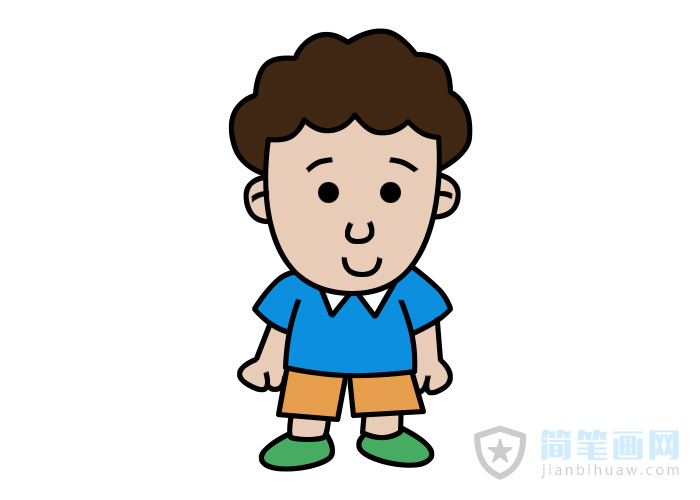 卷發(fā)小男孩簡(jiǎn)筆畫含步驟及上色