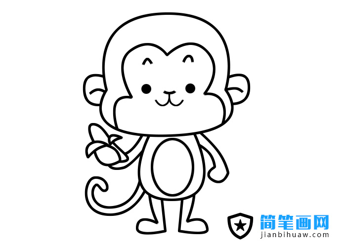 小猴子吃香蕉簡(jiǎn)筆畫(huà)圖片