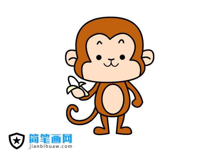 小猴子吃香蕉簡(jiǎn)筆畫(huà)圖片