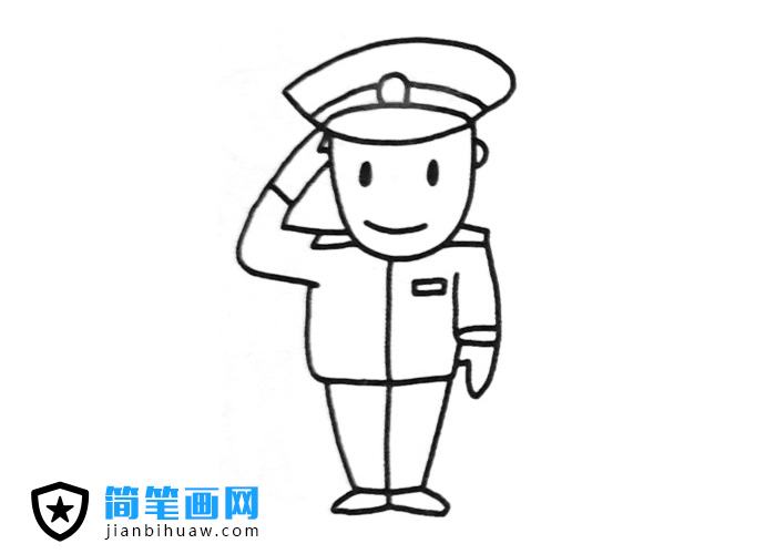 警察敬禮的簡筆畫圖片