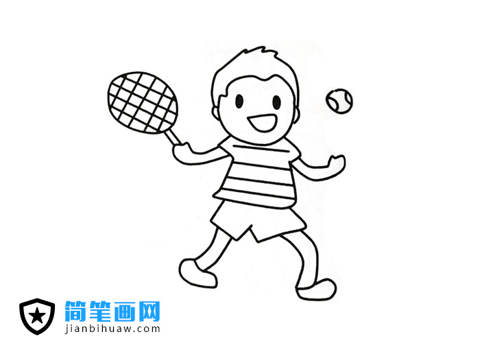 小朋友打網球的簡筆畫圖片