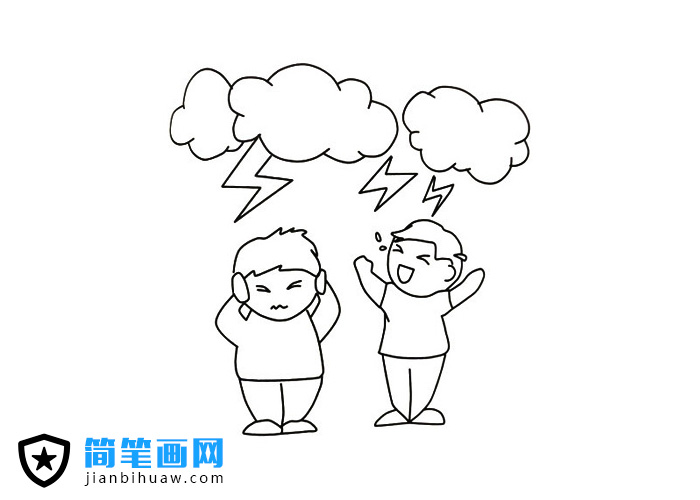 打雷天氣閃電簡(jiǎn)筆畫圖片