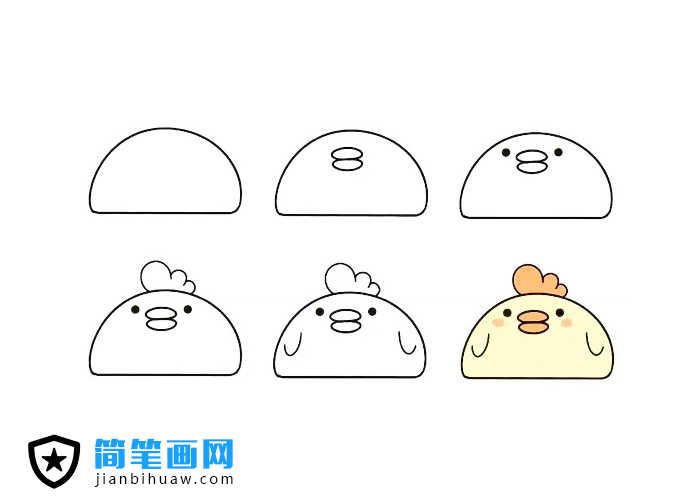 1個半圓就能畫出可愛的簡筆畫 -- 小雞