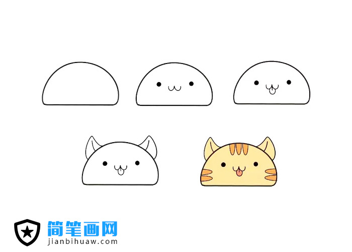 1個(gè)半圓就能畫出可愛的簡筆畫 -- 小貓咪
