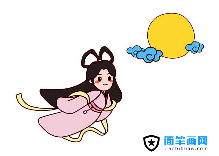 嫦娥奔月的簡筆畫中秋節圖片