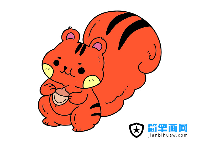 抱著松果的松鼠簡(jiǎn)筆畫圖片