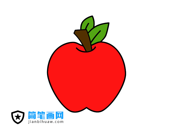 好吃好看的紅蘋果簡(jiǎn)筆畫圖片含上色