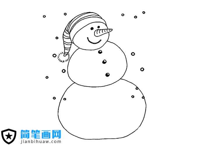 冬天雪人雪花的簡(jiǎn)筆畫(huà)