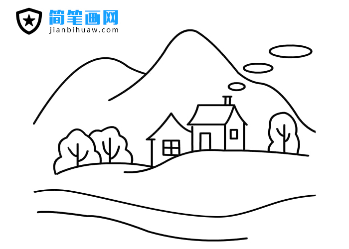 山腳下的小房子簡(jiǎn)筆畫(huà)