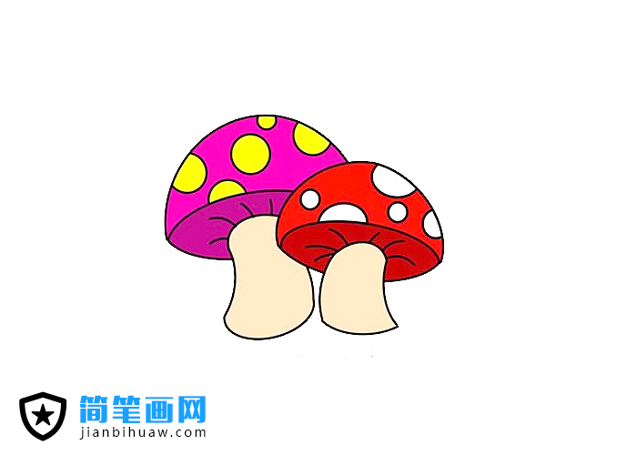 彩色的蘑菇簡(jiǎn)筆畫(huà)圖片含上色
