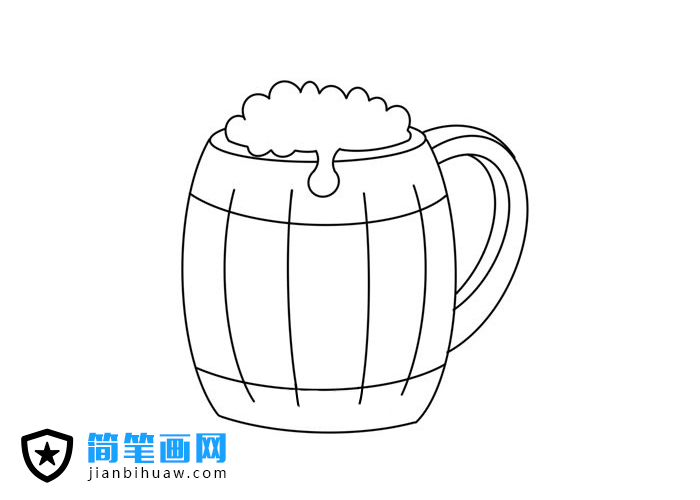 木杯啤酒簡(jiǎn)筆畫(huà)圖片含上色