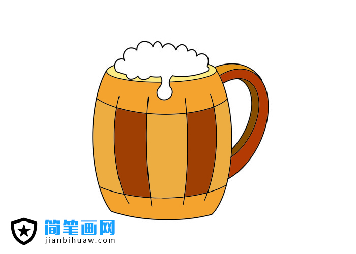 木杯啤酒簡(jiǎn)筆畫(huà)圖片含上色
