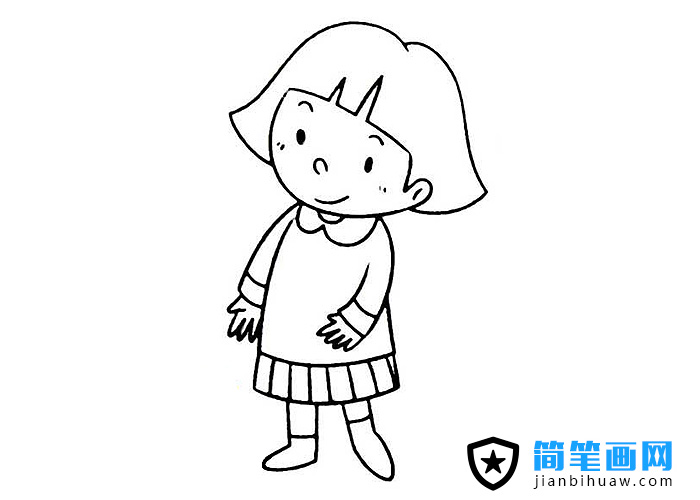 短發(fā)小女孩簡(jiǎn)筆畫(huà)圖片