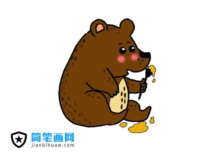 可愛(ài)的小棕熊簡(jiǎn)筆畫(huà)圖片含上色