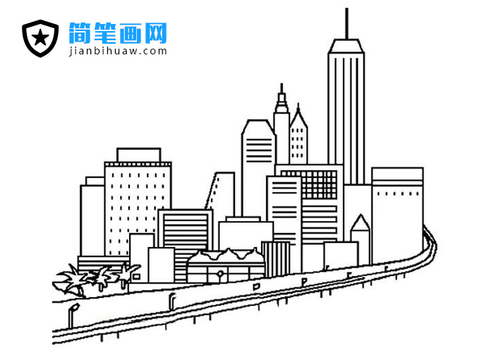 城市鳥(niǎo)瞰圖簡(jiǎn)筆畫(huà)圖片
