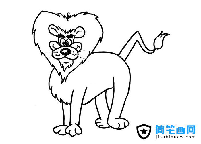 一只卡通獅子簡筆畫圖片