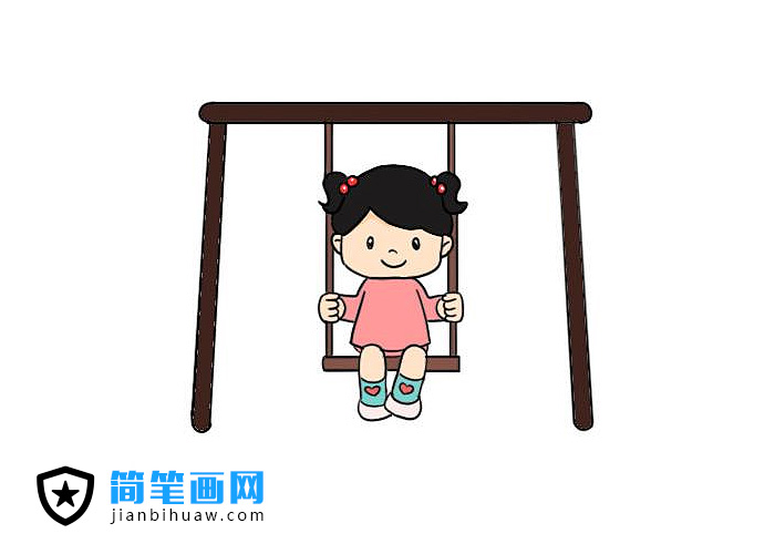 小女孩在蕩秋千的簡(jiǎn)筆畫圖片