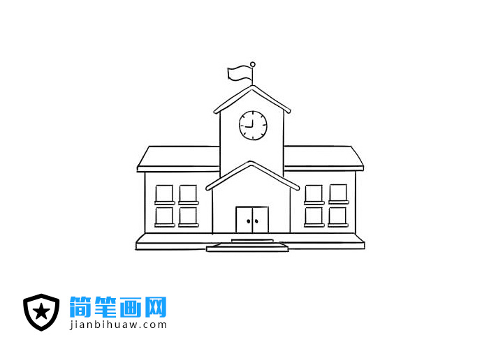 學校的教學樓簡筆畫圖片