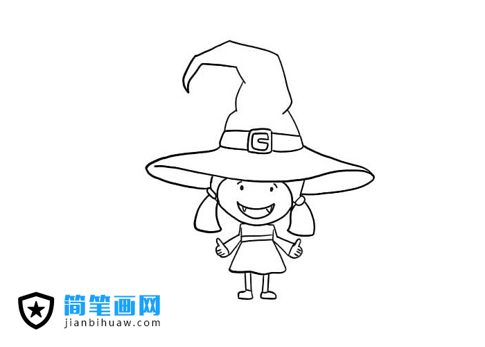 萬(wàn)圣節(jié)小女巫服裝簡(jiǎn)筆畫(huà)圖片