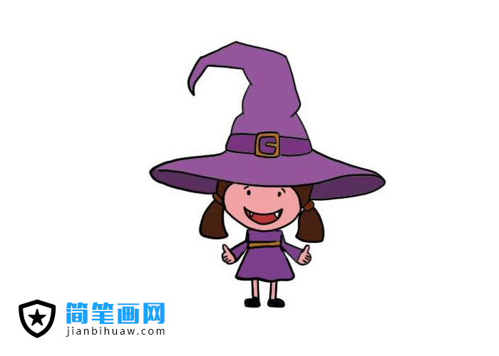 萬(wàn)圣節(jié)小女巫服裝簡(jiǎn)筆畫(huà)圖片