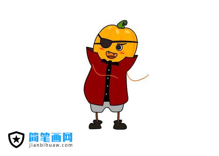 萬圣節南瓜小僵尸簡筆畫圖片