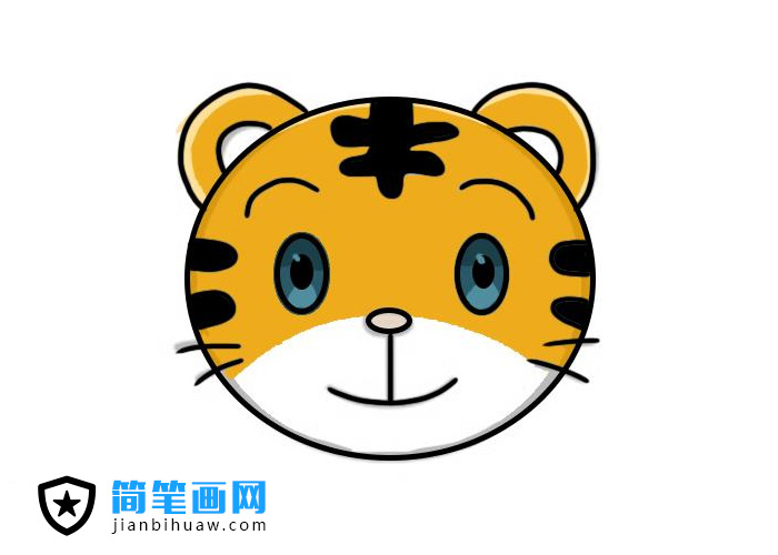 老虎頭簡筆畫圖片含上色