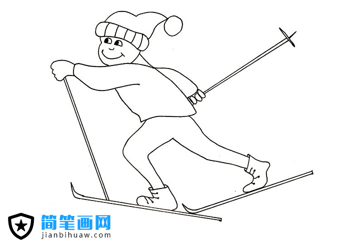 滑雪場滑冰的簡筆畫圖片