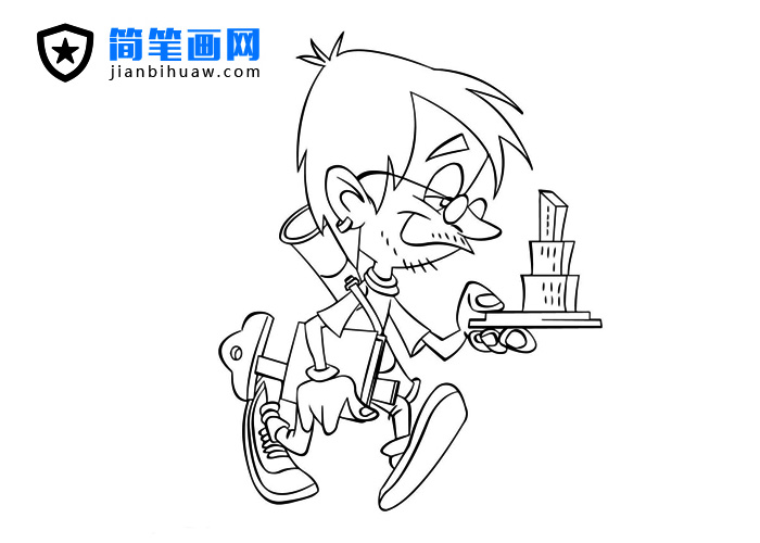 拿著模型的建筑設(shè)計(jì)師簡(jiǎn)筆畫(huà)圖片